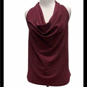 Express Shimmer Cowl Neck Open Back Tank